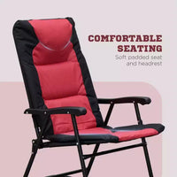 Ensemble de mobilier de jardin 3 pièces avec table basse en verre et 2 chaises berçantes rembourrées pliantes, style bistrot pour porche, camping, balcon