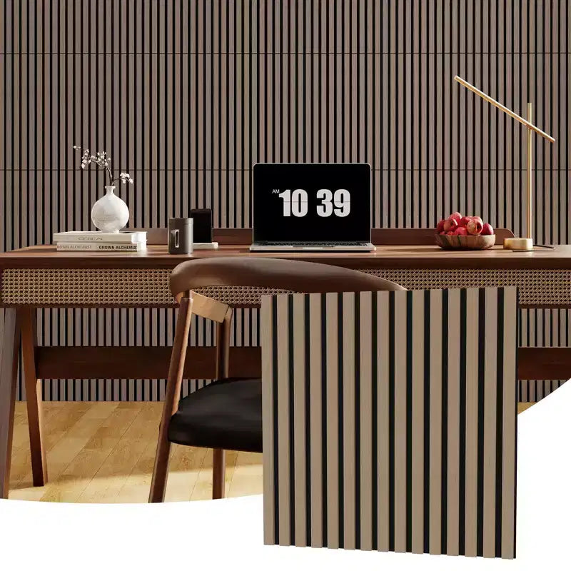 Panneaux Muraux Acoustiques en Bois 3D 60x60 cm Carreaux Décoratifs Absorbants Acoustiques Réduction du Bruit Design Moderne à Lattes pour Home Cinéma Bureau Studio Chambre