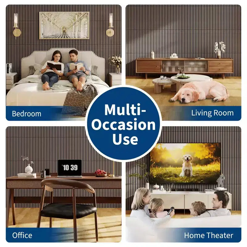 Panneaux Muraux Acoustiques en Bois 3D 60x60 cm Carreaux Décoratifs Absorbants Acoustiques Réduction du Bruit Design Moderne à Lattes pour Home Cinéma Bureau Studio Chambre