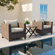 EAGLE PEAK Ensemble bistro de patio 3 pièces en résine tressée large - Fauteuils d'extérieur et table d'appoint, ensemble de mobilier résistant aux intempéries, Marron/Beige