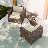 EAGLE PEAK Ensemble bistro de patio 3 pièces en résine tressée large - Fauteuils d'extérieur et table d'appoint, ensemble de mobilier résistant aux intempéries, Marron/Beige