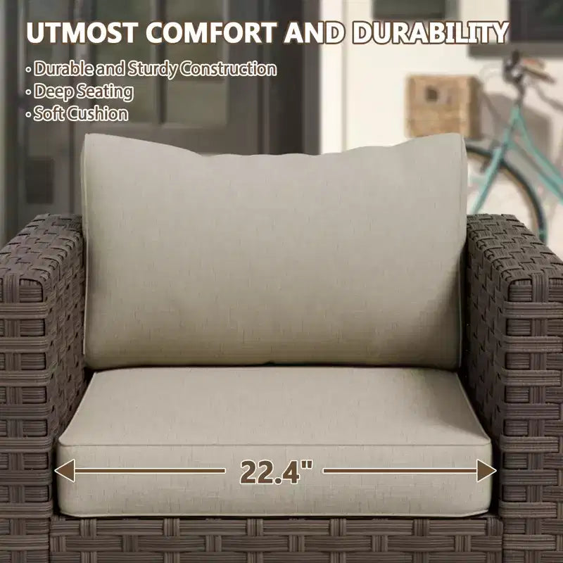 EAGLE PEAK Ensemble bistro de patio 3 pièces en résine tressée large - Fauteuils d'extérieur et table d'appoint, ensemble de mobilier résistant aux intempéries, Marron/Beige