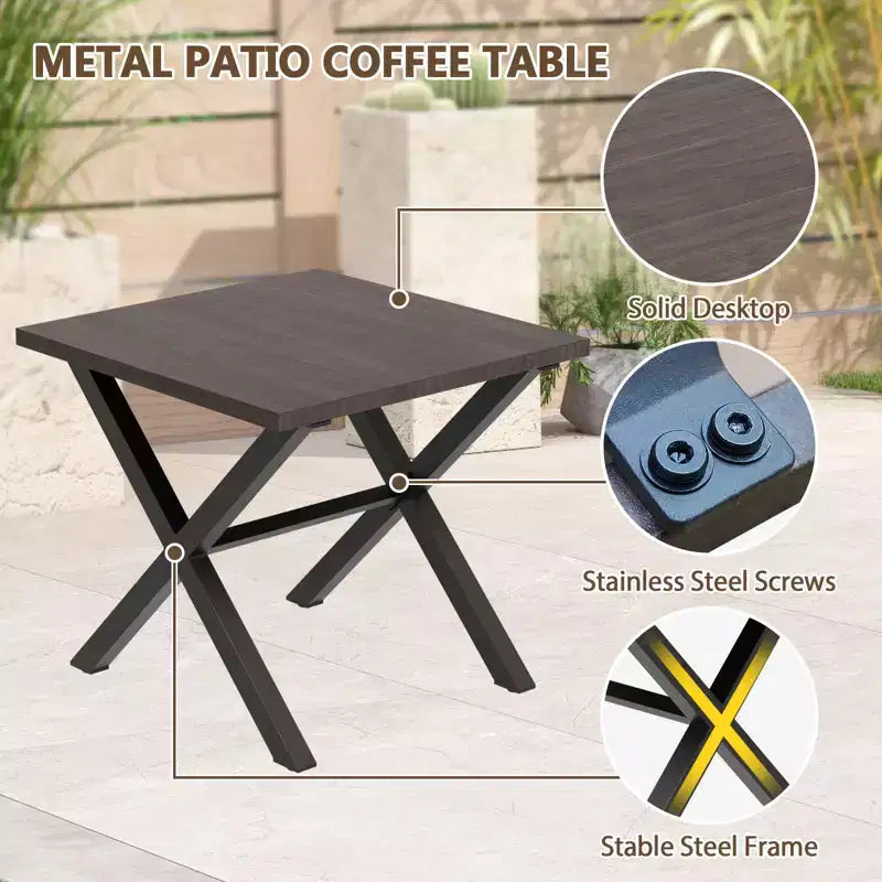 EAGLE PEAK Ensemble bistro de patio 3 pièces en résine tressée large - Fauteuils d'extérieur et table d'appoint, ensemble de mobilier résistant aux intempéries, Marron/Beige