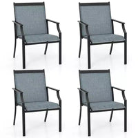Costway Lot de 4 chaises de salle à manger d'extérieur avec cadre métallique robuste