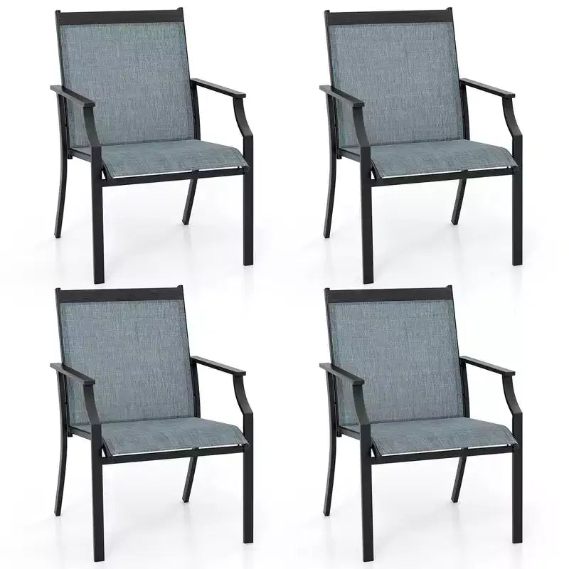 Costway Lot de 4 chaises de salle à manger d'extérieur avec cadre métallique robuste