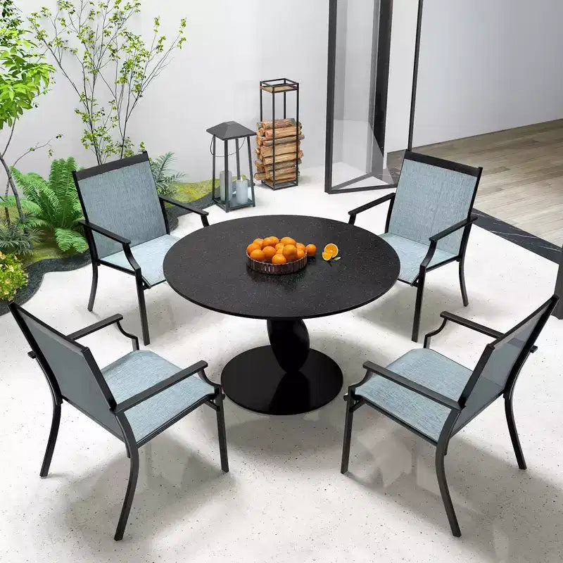 Costway Lot de 4 chaises de salle à manger d'extérieur avec cadre métallique robuste