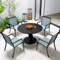 Costway Lot de 4 chaises de salle à manger d'extérieur avec cadre métallique robuste