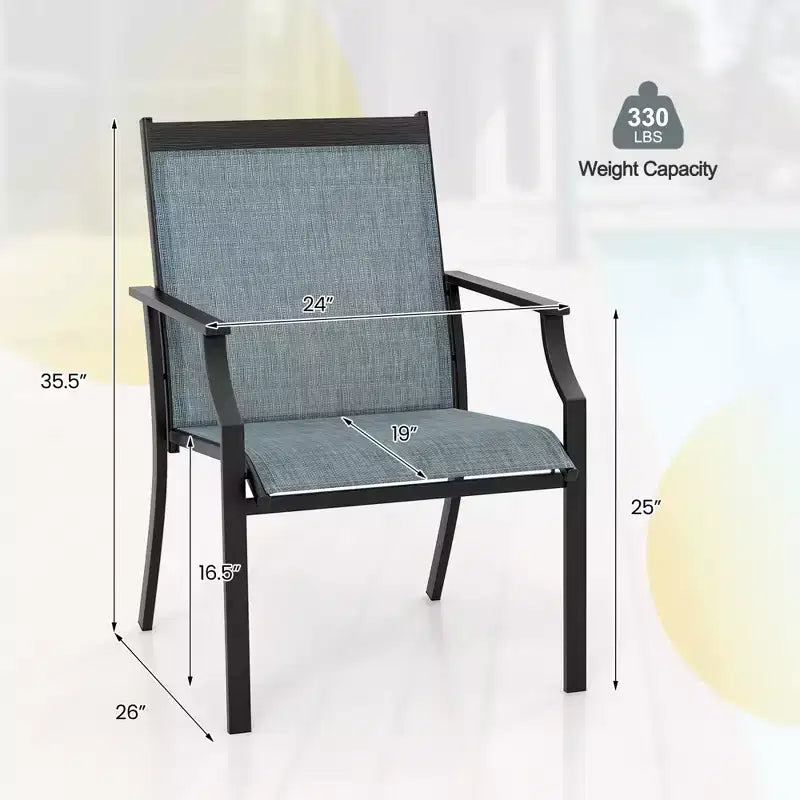 Costway Lot de 4 chaises de salle à manger d'extérieur avec cadre métallique robuste