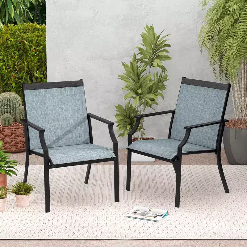 Costway Lot de 4 chaises de salle à manger d'extérieur avec cadre métallique robuste