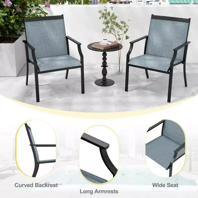 Costway Lot de 4 chaises de salle à manger d'extérieur avec cadre métallique robuste