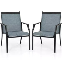 Costway Lot de 4 chaises de salle à manger d'extérieur avec cadre métallique robuste