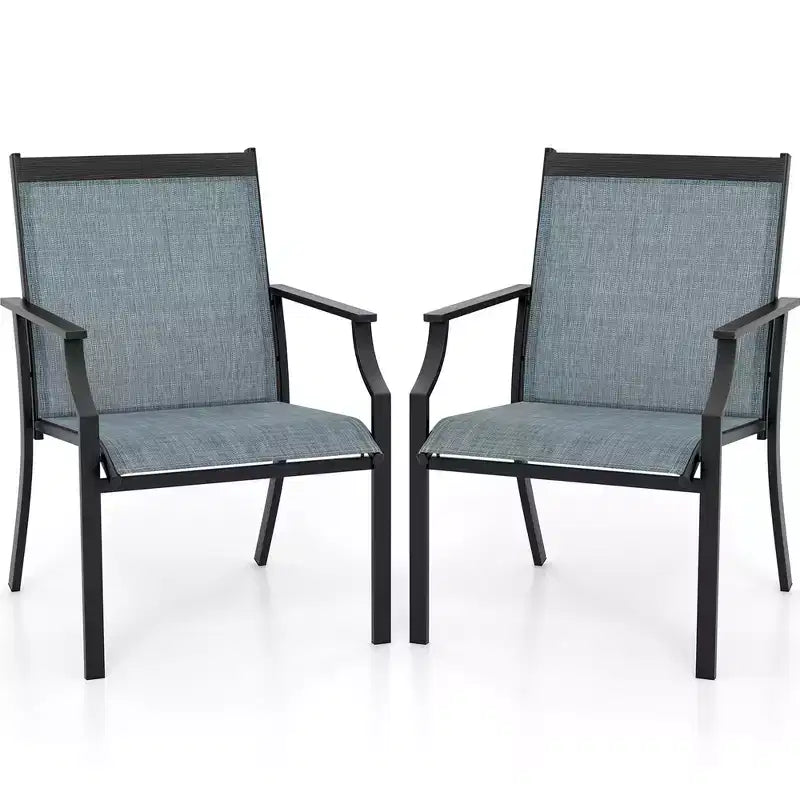 Costway Lot de 4 chaises de salle à manger d'extérieur avec cadre métallique robuste