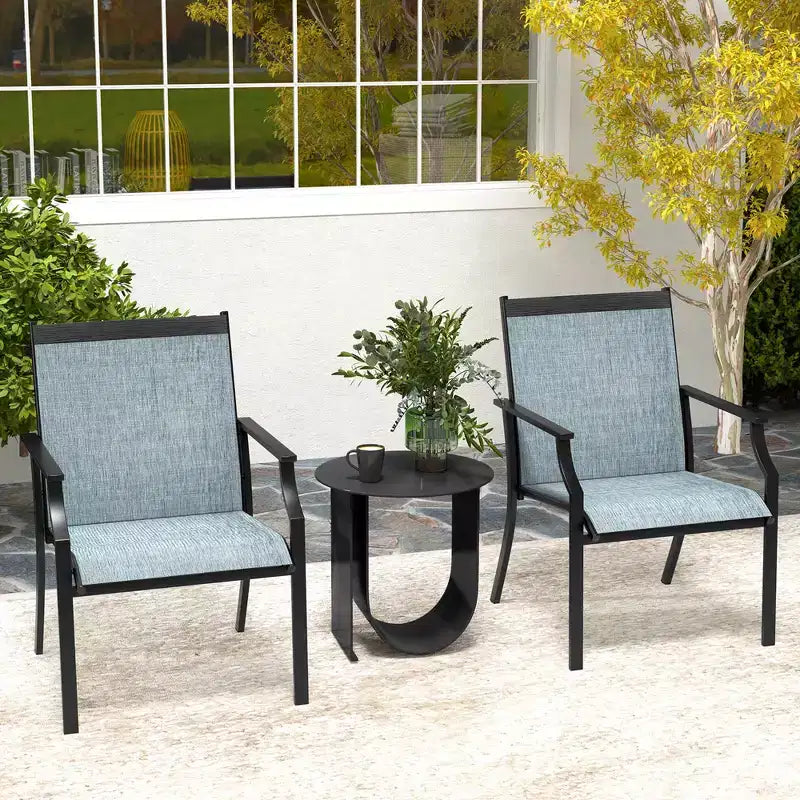 Costway Lot de 4 chaises de salle à manger d'extérieur avec cadre métallique robuste