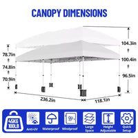 Tonnelle Pop-Up Robuste 3x6 m avec 6 Parois Latérales, Gazebo Commercial Étanche, Tente de Réception Ajustable
