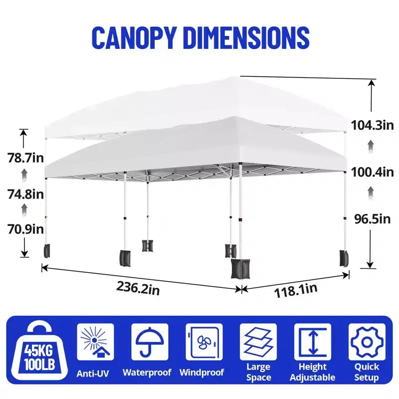 Tonnelle Pop-Up Robuste 3x6 m avec 6 Parois Latérales, Gazebo Commercial Étanche, Tente de Réception Ajustable