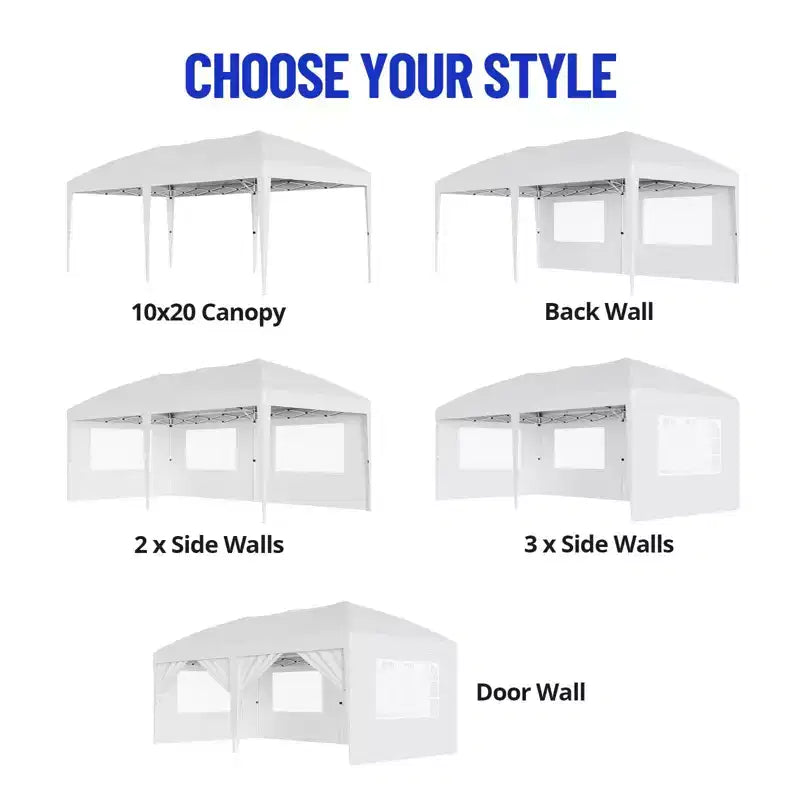 Tonnelle Pop-Up Robuste 3x6 m avec 6 Parois Latérales, Gazebo Commercial Étanche, Tente de Réception Ajustable