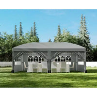 Tonnelle Pop-Up Robuste 3x6 m avec 6 Parois Latérales, Gazebo Commercial Étanche, Tente de Réception Ajustable