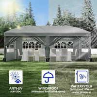 Tonnelle Pop-Up Robuste 3x6 m avec 6 Parois Latérales, Gazebo Commercial Étanche, Tente de Réception Ajustable