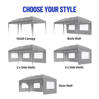 Tonnelle Pop-Up Robuste 3x6 m avec 6 Parois Latérales, Gazebo Commercial Étanche, Tente de Réception Ajustable
