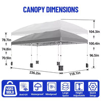 Tonnelle Pop-Up Robuste 3x6 m avec 6 Parois Latérales, Gazebo Commercial Étanche, Tente de Réception Ajustable