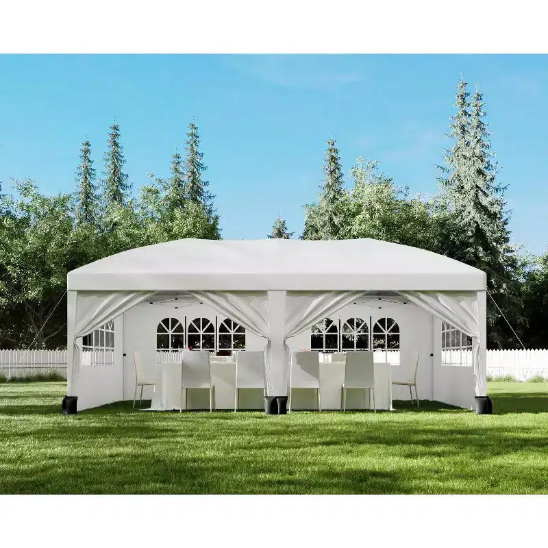 Tonnelle Pop-Up Robuste 3x6 m avec 6 Parois Latérales, Gazebo Commercial Étanche, Tente de Réception Ajustable
