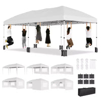 Tonnelle Pop-Up Robuste 3x6 m avec 6 Parois Latérales, Gazebo Commercial Étanche, Tente de Réception Ajustable