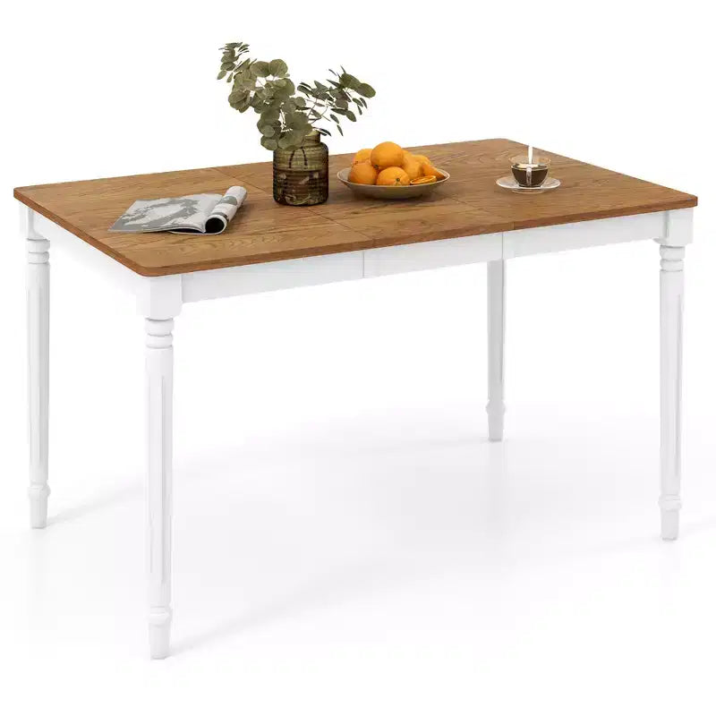 Costway Table de Salle à Manger Extensible Table de Cuisine Pliante pour 4-8 Personnes avec Pieds en Bois d'Hévéa