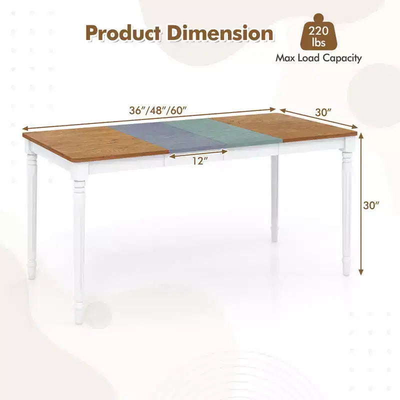 Costway Table de Salle à Manger Extensible Table de Cuisine Pliante pour 4-8 Personnes avec Pieds en Bois d'Hévéa