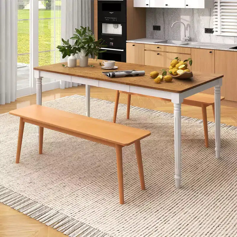 Costway Table de Salle à Manger Extensible Table de Cuisine Pliante pour 4-8 Personnes avec Pieds en Bois d'Hévéa