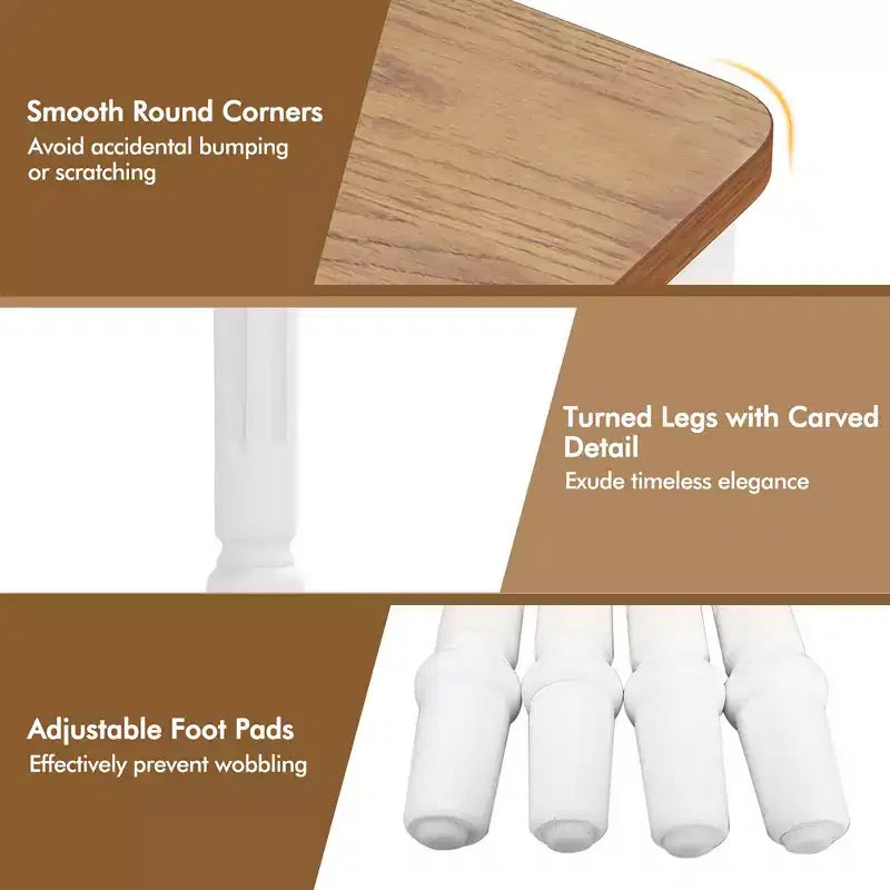 Costway Table de Salle à Manger Extensible Table de Cuisine Pliante pour 4-8 Personnes avec Pieds en Bois d'Hévéa