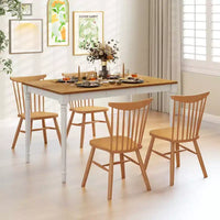 Costway Table de Salle à Manger Extensible Table de Cuisine Pliante pour 4-8 Personnes avec Pieds en Bois d'Hévéa