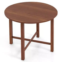 Costway Table de cuisine pliable de 91 cm, Table à manger ronde avec pieds en bois d'hévéa massif
