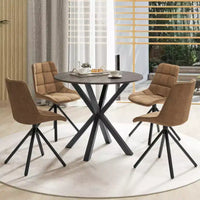 Table à manger ronde de ferme Costway 36" pour 4 personnes avec piédestal stable et entrecroisé, noire