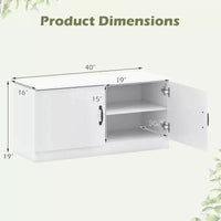 Banc à chaussures 2 portes Costway avec étagères réglables et espace de rangement caché Naturel + Blanc/Blanc