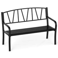 Banc de jardin Costway 50,5" en métal avec accoudoirs incurvés et dossier minimaliste
