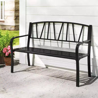 Banc de jardin Costway 50,5" en métal avec accoudoirs incurvés et dossier minimaliste