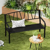 Banc de jardin Costway 50,5" en métal avec accoudoirs incurvés et dossier minimaliste