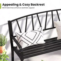 Banc de jardin Costway 50,5" en métal avec accoudoirs incurvés et dossier minimaliste