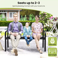 Banc de jardin Costway 50,5" en métal avec accoudoirs incurvés et dossier minimaliste