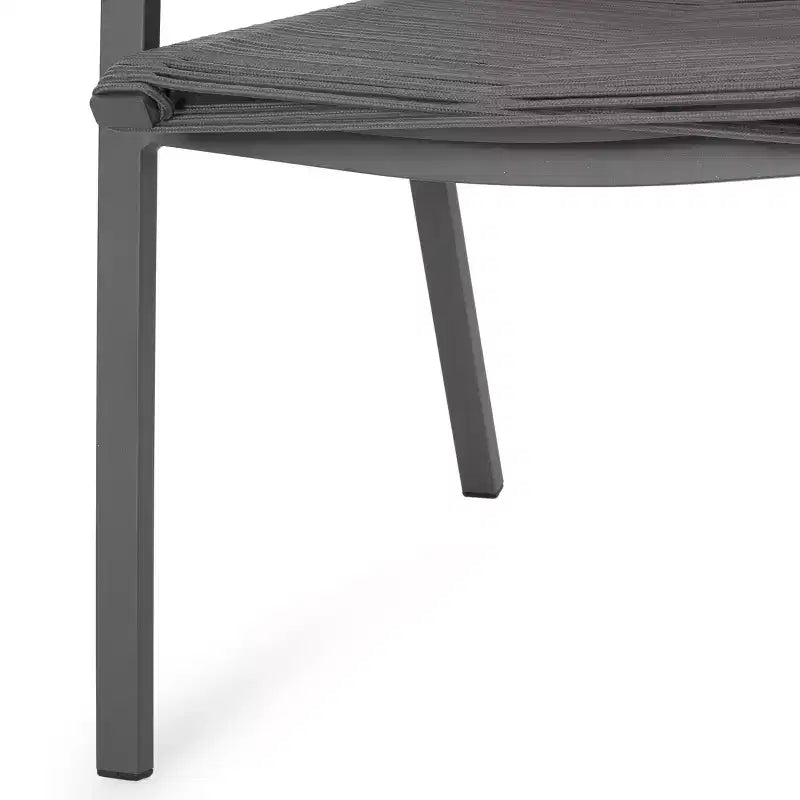 Chaise de salle à manger moderne extérieure en aluminium avec assise en corde (lot de 2), gris et gris foncé