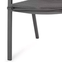 Chaise de salle à manger moderne extérieure en aluminium avec assise en corde (lot de 2), gris et gris foncé