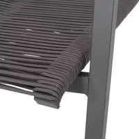 Chaise de salle à manger moderne extérieure en aluminium avec assise en corde (lot de 2), gris et gris foncé