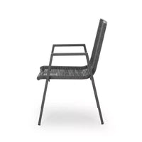 Chaise de salle à manger moderne extérieure en aluminium avec assise en corde (lot de 2), gris et gris foncé
