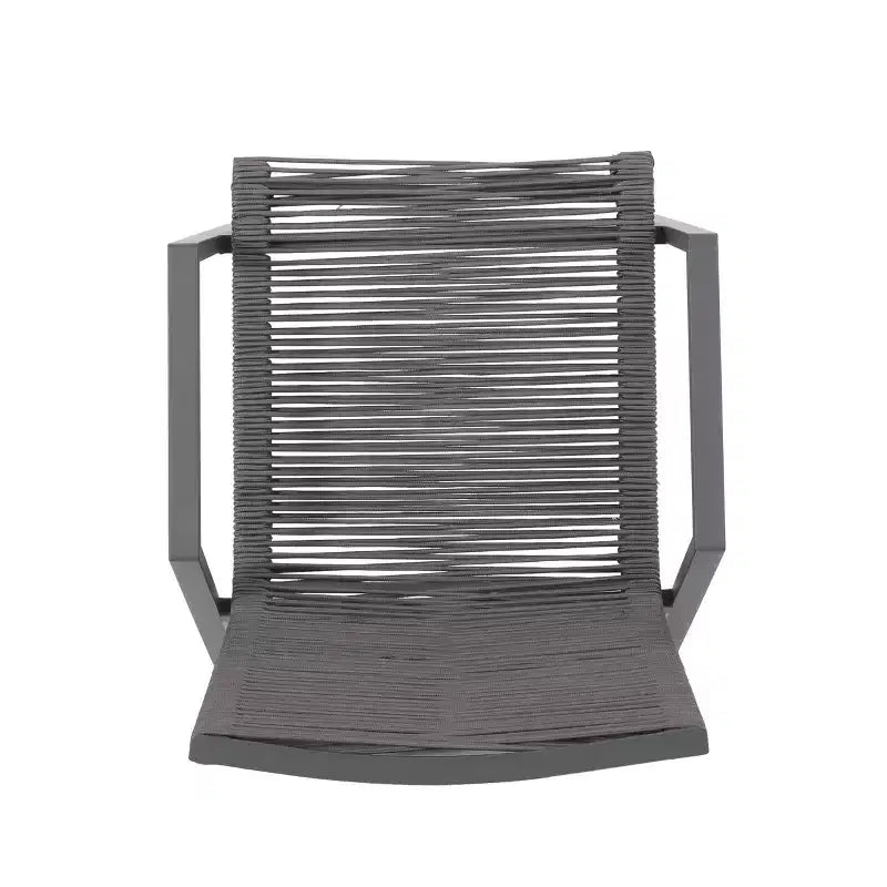Chaise de salle à manger moderne extérieure en aluminium avec assise en corde (lot de 2), gris et gris foncé