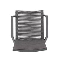 Chaise de salle à manger moderne extérieure en aluminium avec assise en corde (lot de 2), gris et gris foncé