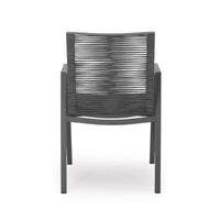 Chaise de salle à manger moderne extérieure en aluminium avec assise en corde (lot de 2), gris et gris foncé
