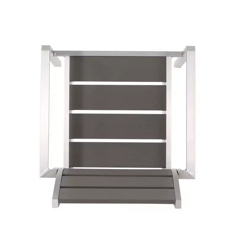 Chaises de salle à manger modernes d'extérieur en aluminium avec siège imitation bois (ensemble de 2), gris et argent