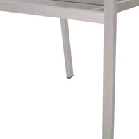 Chaises de salle à manger modernes d'extérieur en aluminium avec siège imitation bois (ensemble de 2), gris et argent