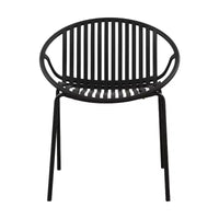 Chaises de salle à manger de terrasse Chaises empilables avec design respirant Style d'art moderne simple (Lot de 2), Pieds en métal + dossier en plastique, Noir