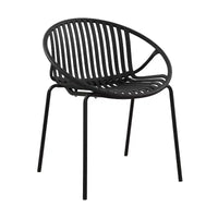 Chaises de salle à manger de terrasse Chaises empilables avec design respirant Style d'art moderne simple (Lot de 2), Pieds en métal + dossier en plastique, Noir